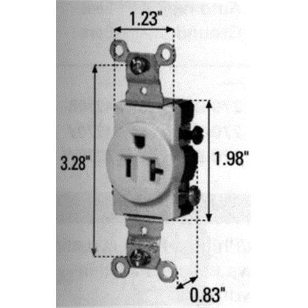 Eaton Wiring Devices Cooper Wiring Devices 393725452 250V Air Conditioner Single Receptacle Double Grounding Outlet - White 393725452